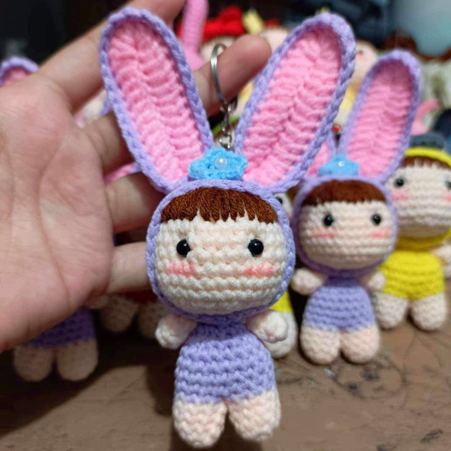 Purple Bunny Mini Doll Keychain