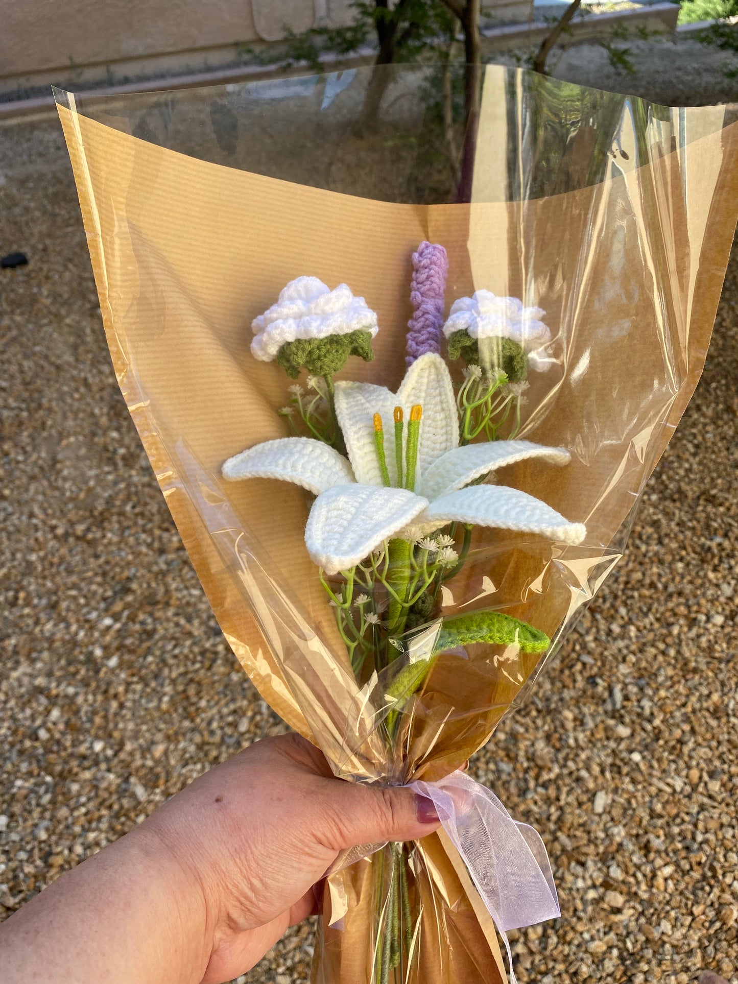 Large Lily, Rose, and Lavender Bouquet