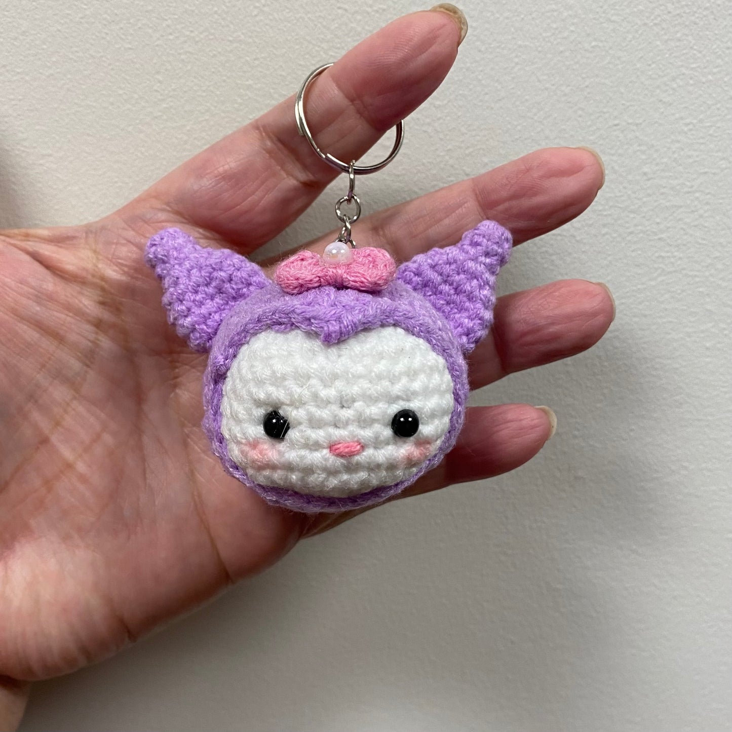 Kuromi Head Inspired Purple Hood Keychain/Bag Charm