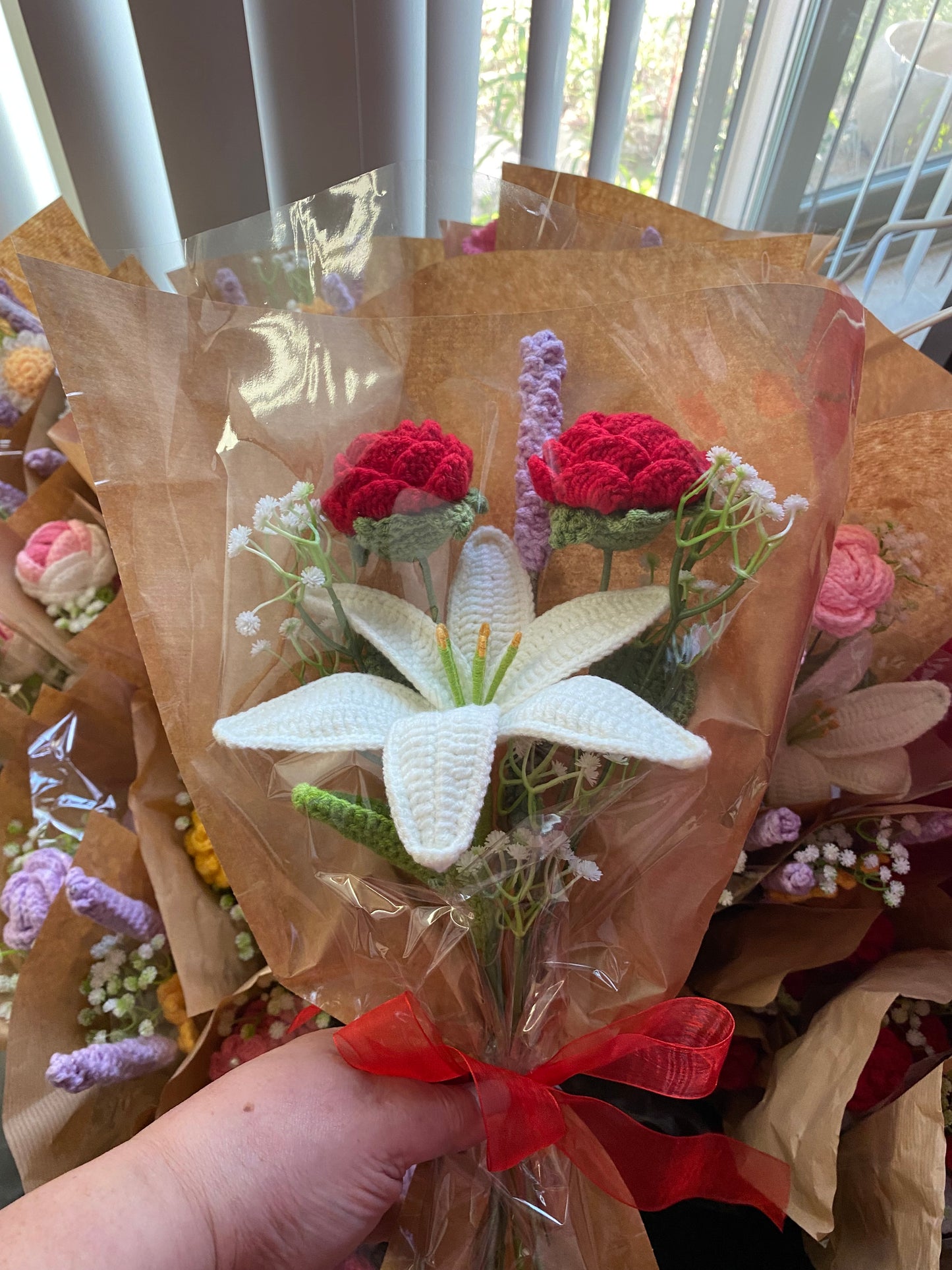 Large Lily, Rose, and Lavender Bouquet