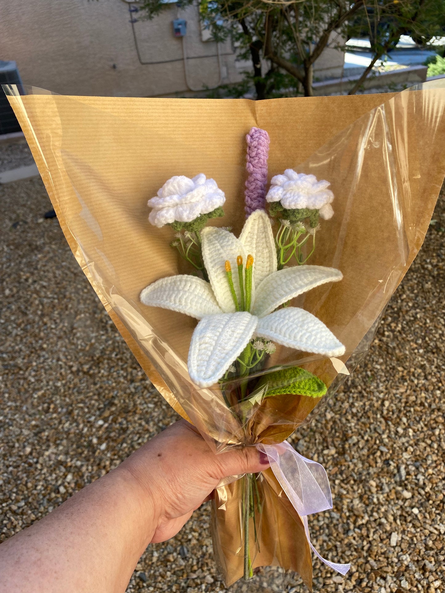 Large Lily, Rose, and Lavender Bouquet