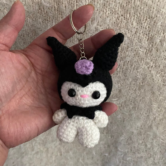 White Rabbit with Black Jester Hat Keychain/Bag Charm