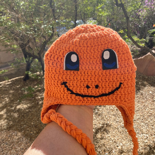 Charmander inspired Fire Monster Beanie Hat