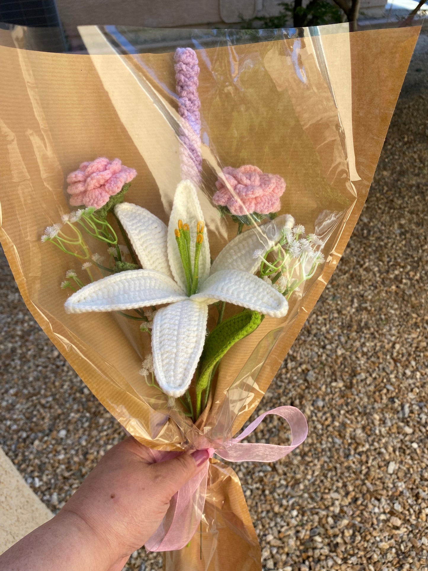 Large Lily, Rose, and Lavender Bouquet