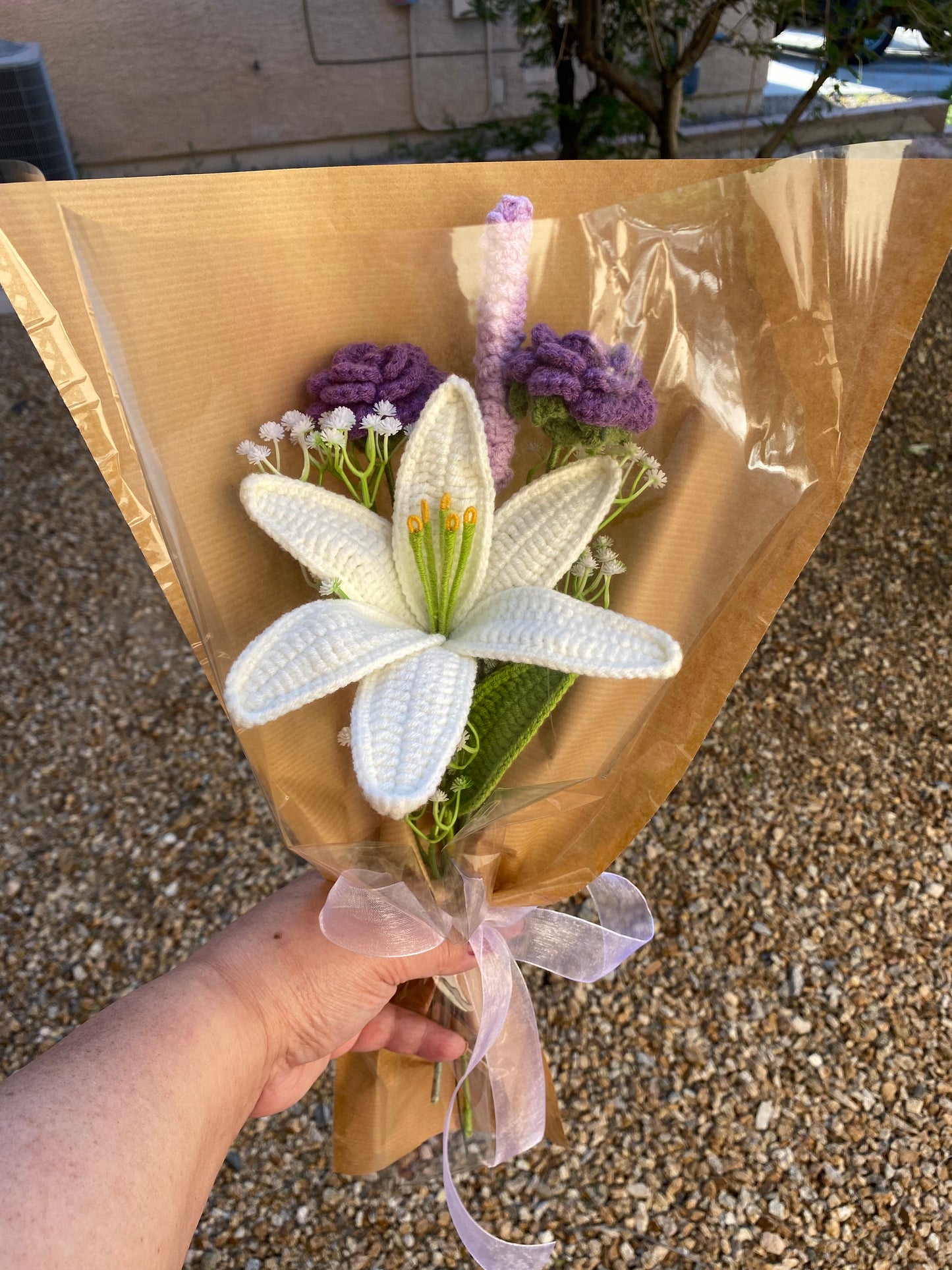 Large Lily, Rose, and Lavender Bouquet