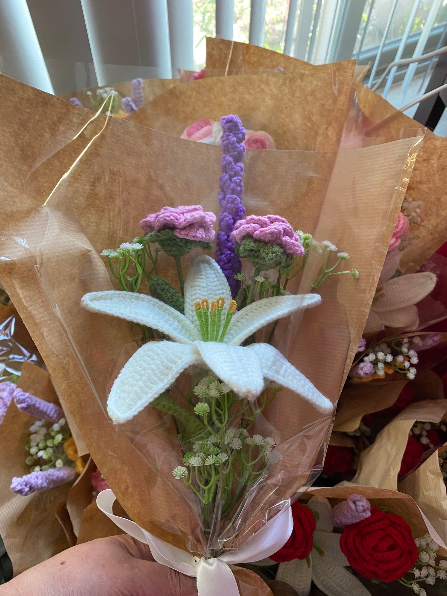 Large Lily, Rose, and Lavender Bouquet