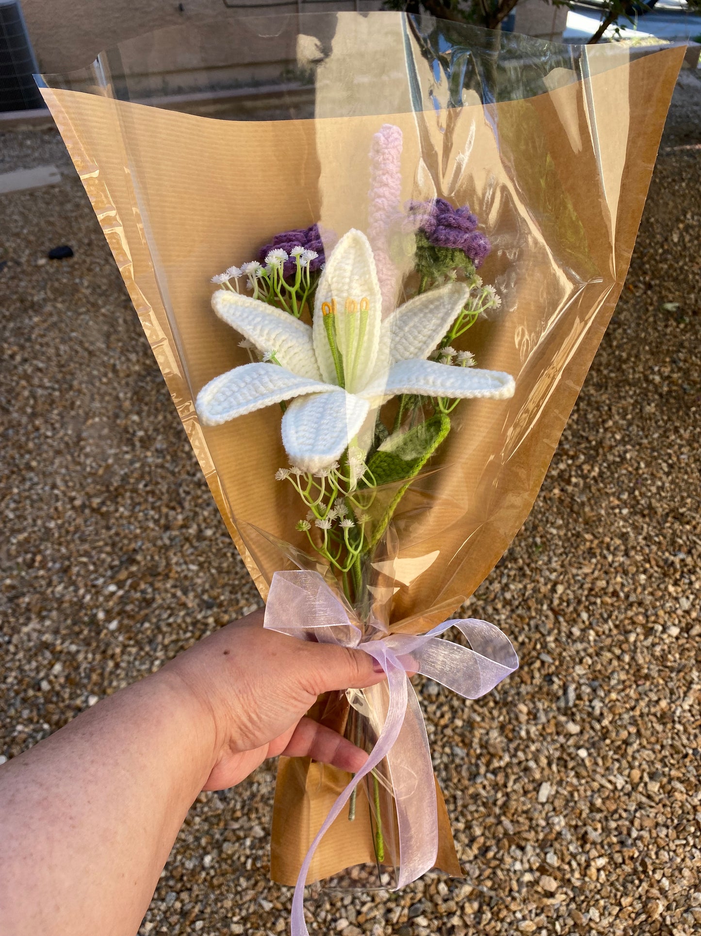 Large Lily, Rose, and Lavender Bouquet